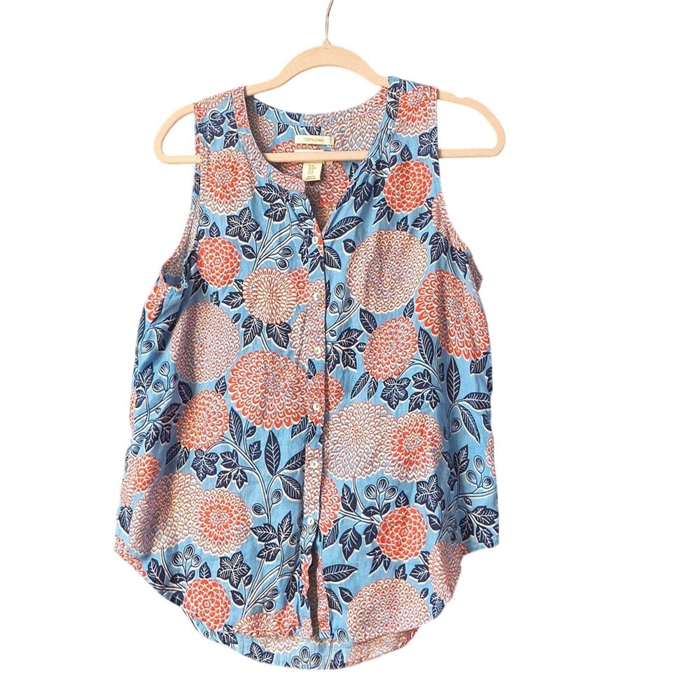 Cynthia Rowley Vibrant Blue and Orange Sleeveless Blouse Medium